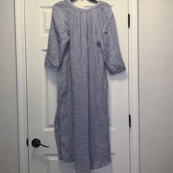 Zara gauzy Linen Tunic Dress, with pockets, blue & white woven fabric, NWT - Picture 8 of 11